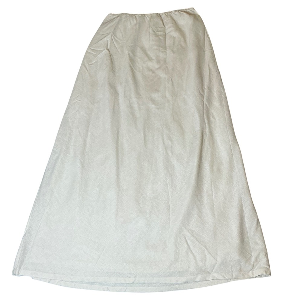 Ivory Cotton Linen Blend Maxi Skirt American Eagle Elastic Waist Crochet Trim S